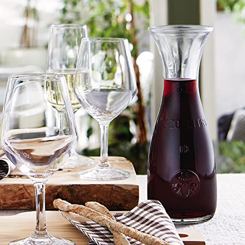 Bormioli Rocco Misura PZ Carafe, 33.75 oz - Embossed Marking, Wide Mouth & Lipped Rim for Easy Pouring - Thick Durable Glass for Water, Wine & Juice, Made in Italy, Dishwasher Safe
