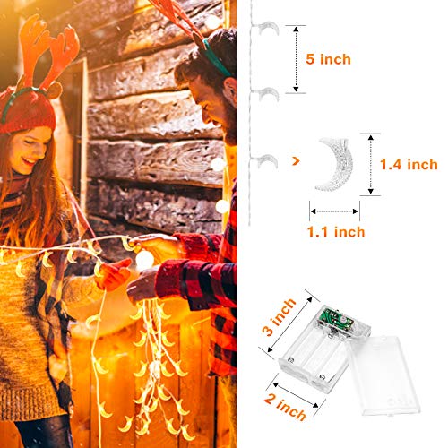 Acelist 20Ft 40 Led Moon String Lights - Warm White, Dual Power Battery & Usb Operated, Safe & Versatile Fairy Lights For Children's Rooms, Bedroom, Party, Christmas Tree Decoration (Indoor & Outdoor) #TOP1
