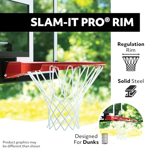 Image of Lifetime NBA In-Ground Basketball Hoop, 54 Inch Shatterproof Backboard, Adjustable Height 7.5-10 Ft, Power Lift Adjust, Slam-It Pro Rim, Polycarbonate and Steel