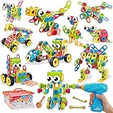 199PCS Building Blocks STEM Toys for 3 4 5 6 7 8+ Year Old Boy Girl Birthday Gifts Educational Building Toys for Kids Ages 3-5 4-8 5-7 6-8 Stem Kits Erector Sets Construction Games Creative Activities