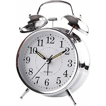 Metal Twin Bell Alarm Clock, Double Bell Alarm Clock, Chrome Finish Mechanical Wind Up Clock, Luminous Hands, Large Face for Bedroom Wind Up Alarm Clock No Batteries