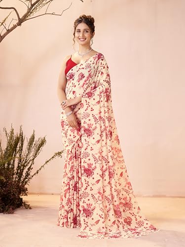 Image of Garden Vareli Women Georgette All Over Floral Printed Saree