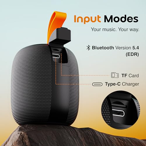 Image of GOBOULT Rave Q5 Bluetooth Speaker with 5 Watt BoomX Audio, Up to 8Hrs Playtime, Type-C Charging, TF Card /USB & BT 5.4 Compatible, Made in India Portable Speaker (Black)