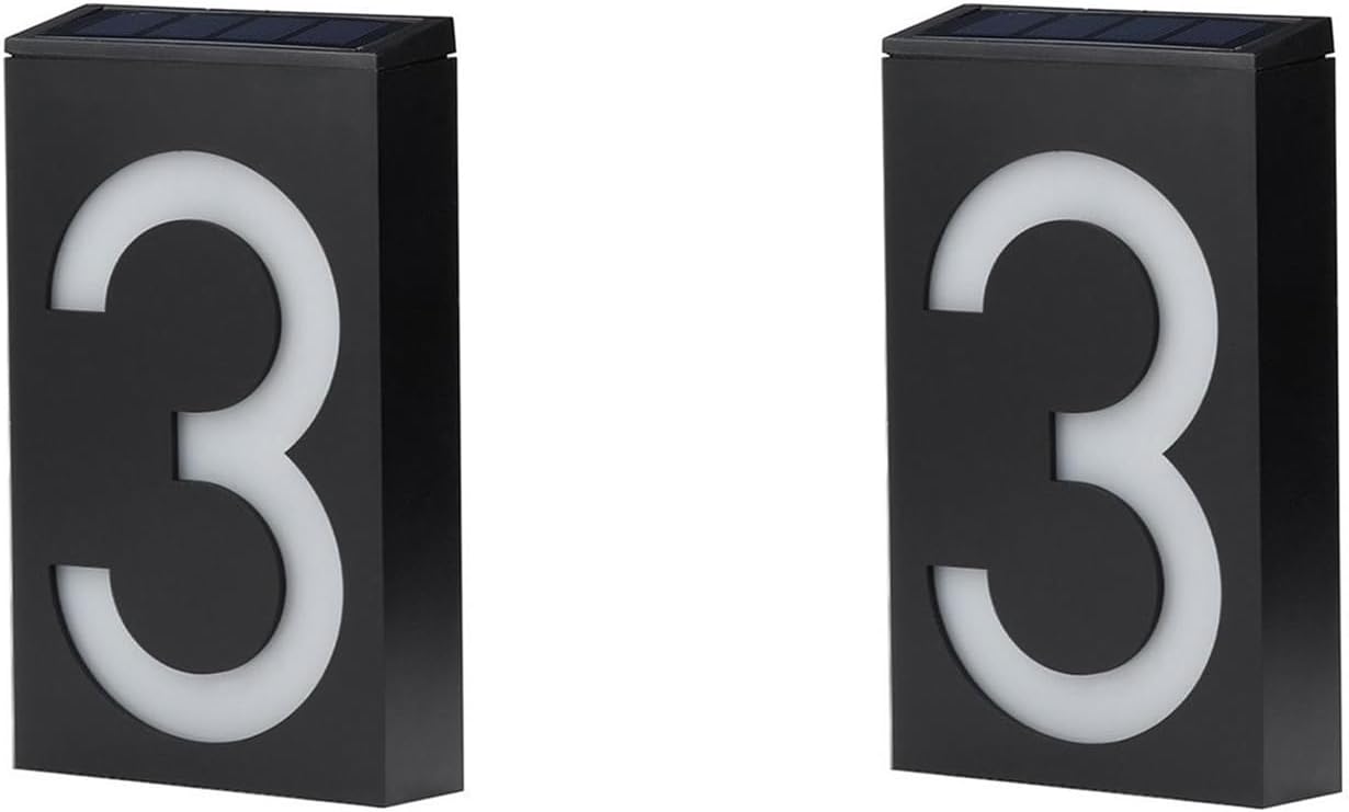 2pcs Door Number Sign Light Solar House Numbers Light LED Number for Houses Mailbox Street Yard