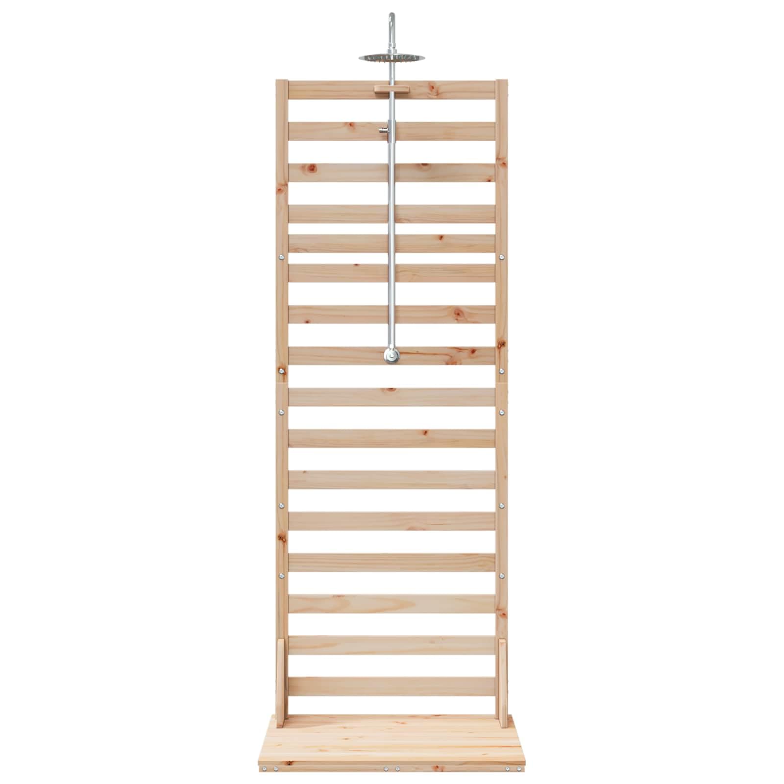 vidaXL Ducha Exterior 225 cm Madera Maciza de Pino y Acero Inoxidable