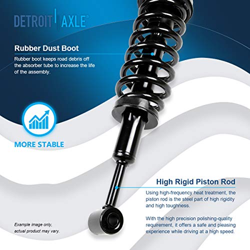 Image of Detroit Axle - 2 Front Struts for 2006-2010 Ford Explorer Mercury Mountaineer Complete Struts w /Coil Spring 2007 2008 2009 Replacement Suspension Ready Strut Shock Assembly