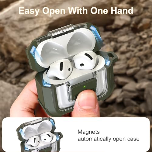 Image of RFUNGUANGO for AirPods 5 /4 Case (2026 /2024) with Lock, Green