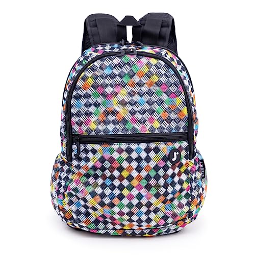 J World New York Mesh Backpack for Adults. Transparent See-Through Book-Bag for School, Beach, Swim,...