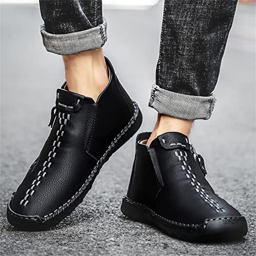 Govicta Mens Casual Shoes Leather Slip On Loafers Oxford Comfortable Leather Chukka Boot For Men Work Office Dress Outdoor Shoes Black Size11.5 #TOP6
