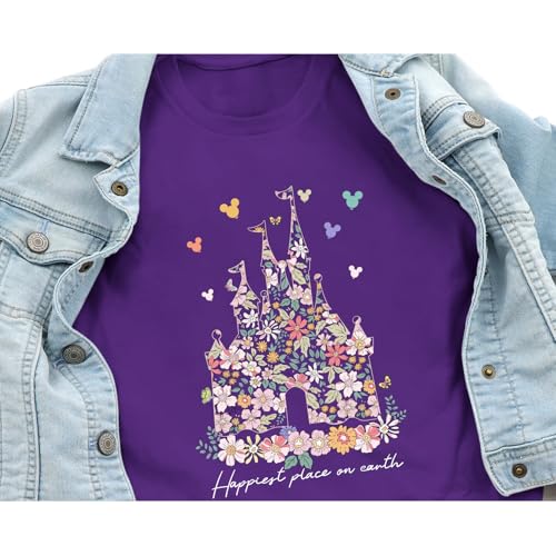Image of Floral Castle Shirts for Girls Graphic Cute Tshirt Kids Toddler Flower Holiday Shirt Vacation Trip Tee Tops