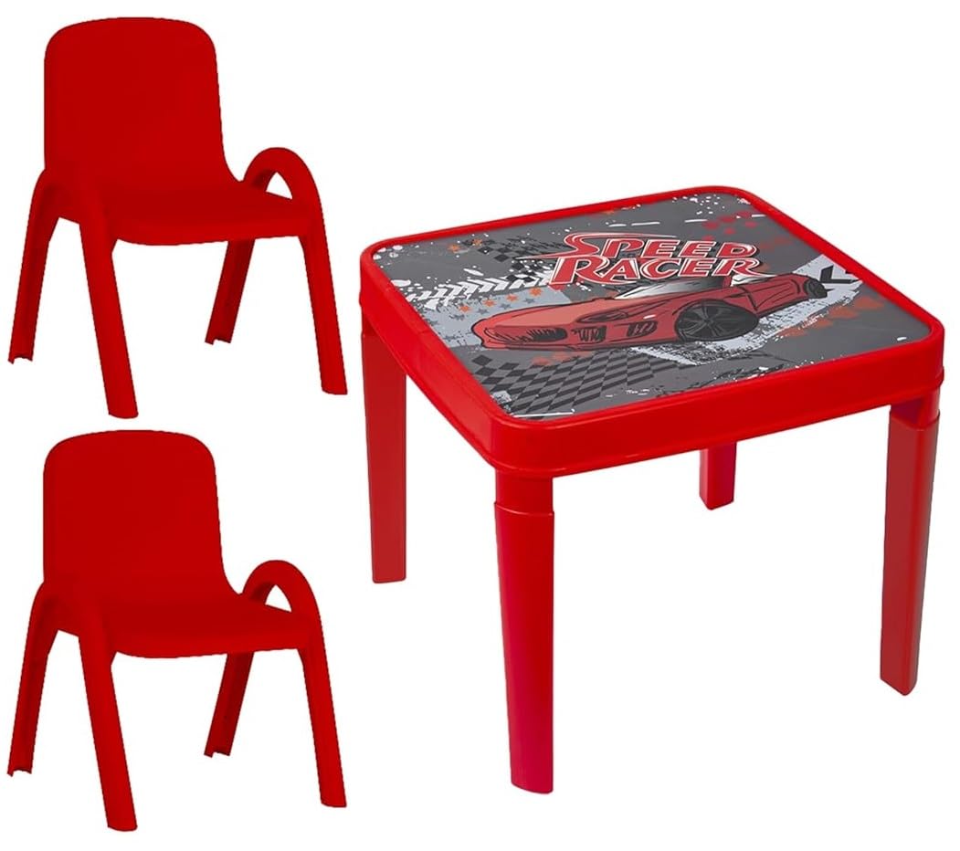 A406 Children Table and Chairs Set Study Desk for kids Study Table Toddler Chair Blue Red Pink Yellow Green Nursery Furniture (Design Red, Table + 1 Chair)