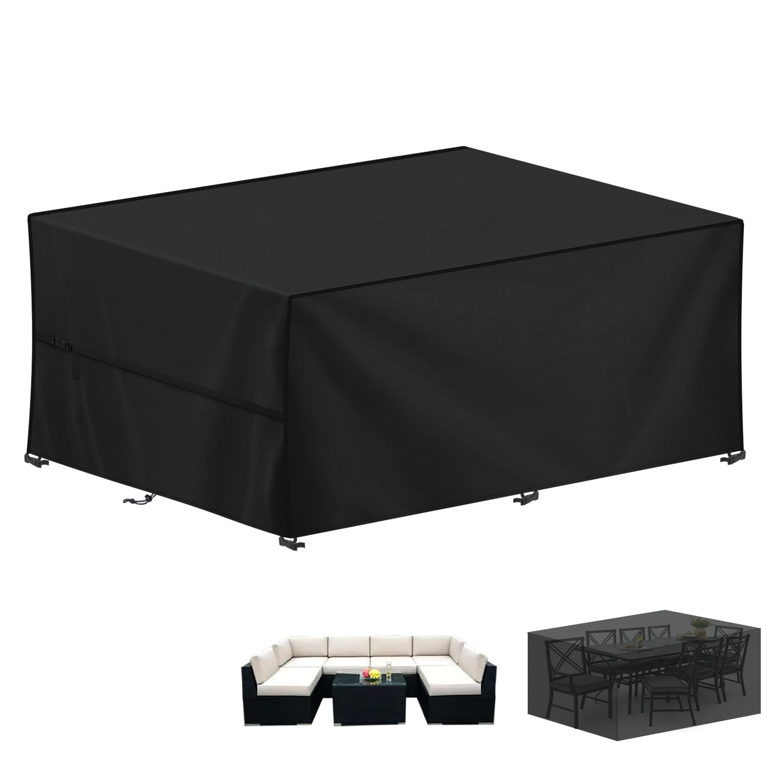 LAMUNI Copertura per Mobili da Giardino Impermeabili Copertura Tavolo da Giardino Rettangolare Telo Copritavolo da Giardino Tessuto Oxford 420D Copertura per Divano da Esterno, Anti-UV, 300x200x80cm