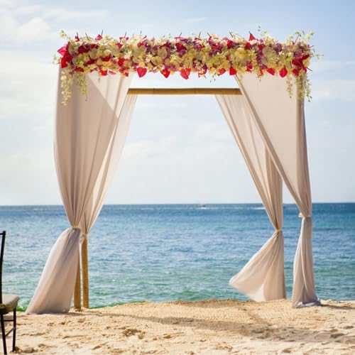 Miniatura 7 de Yolzhxe Cortina De Boda, 75 X 800 Cm Tela De Tul Champagne, Romantica Cortina De Arco De Boda, Decoración A Mano Alzada Para Escenarios, Cumpleaños, Baby Shower