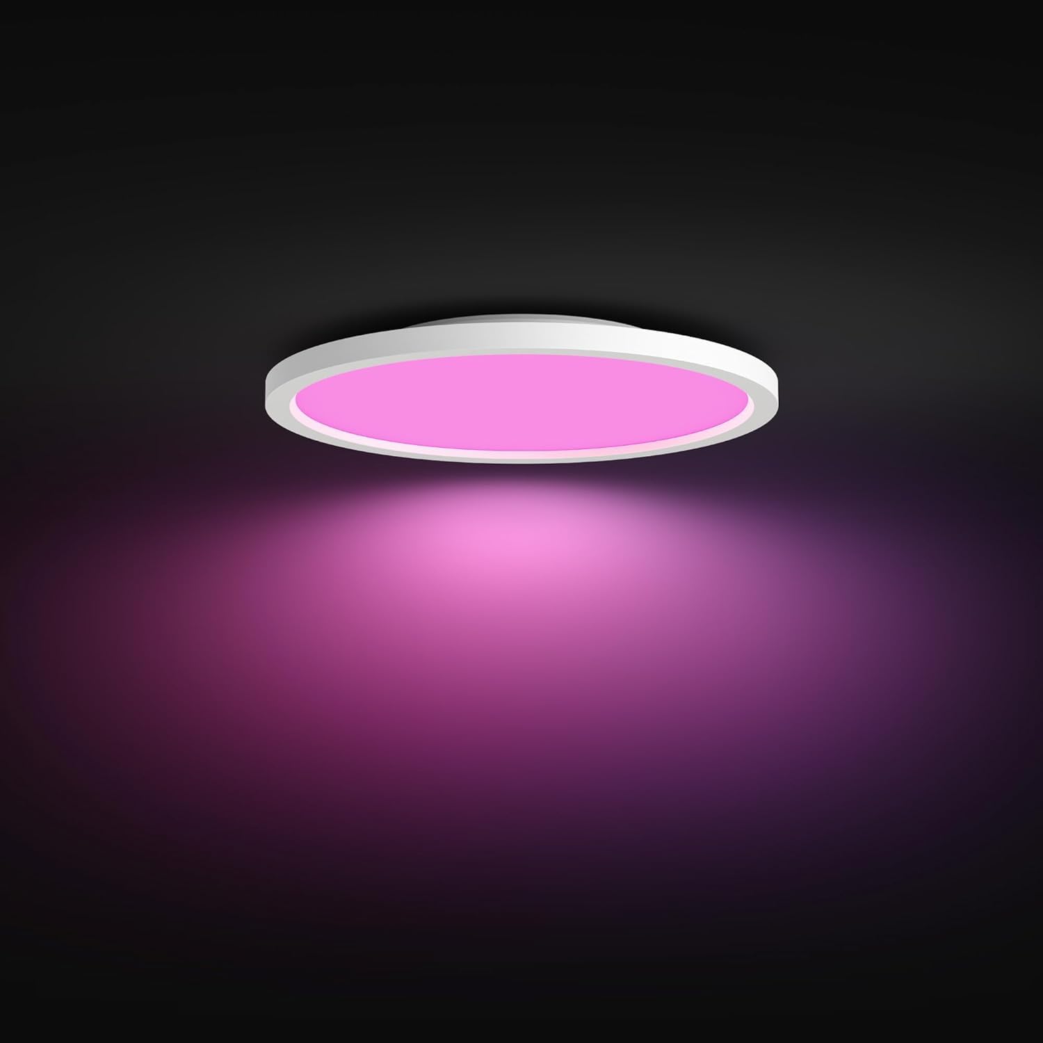 Philips Hue Devote Smart LED Panel Light, Ambiente blanco y de color, redondo 43 cm, 23 W, 2900 lúmenes, marco blanco para iluminación interior del hogar, techo, salón, cocina, pasillo