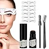 Eyebrow Stamp Stencil Kit, One Step Brow Stamp Shaping Kit, Eyebrow Definer, with 6 Reusable Eyebrow Stencils, Hairline Shadow Powder Stick