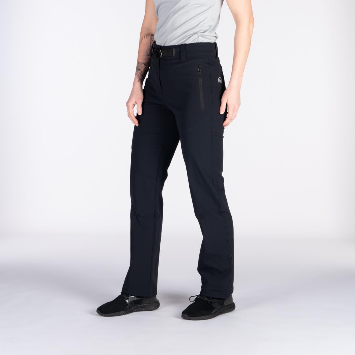 NORTHFINDER Damen Outdoorhose Mattie – leichte, elastische Wanderhose für Frühling & Sommer, atmungsaktiv, wasserabweisend (PFC-frei), mit Reflektoren & Gürtel, verlängerter Schnitt