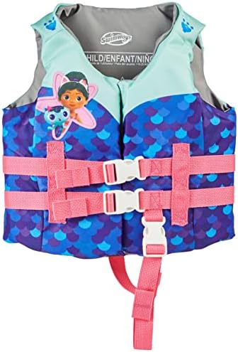 SwimWays Gabby's Dollhouse Swim Trainer Life Jacket, US Coast Guard Approved Life Vest Kids Swim Vest, Pool Floats & Life Jackets for Kids 33-55 lbs, Gabby