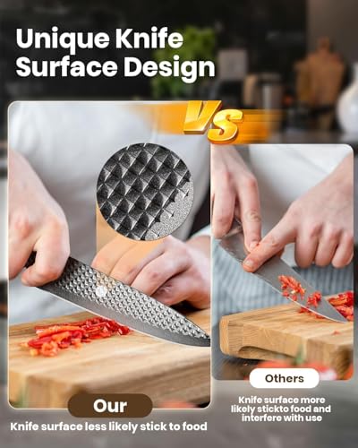 Image of Knife Block Set, 7-Piece Sharp Knife Set with Block, German Blades Made of Stainless Steel and Ergonomic Handles, Professional Kitchen Knife Set for Home Use (Non-Wood)