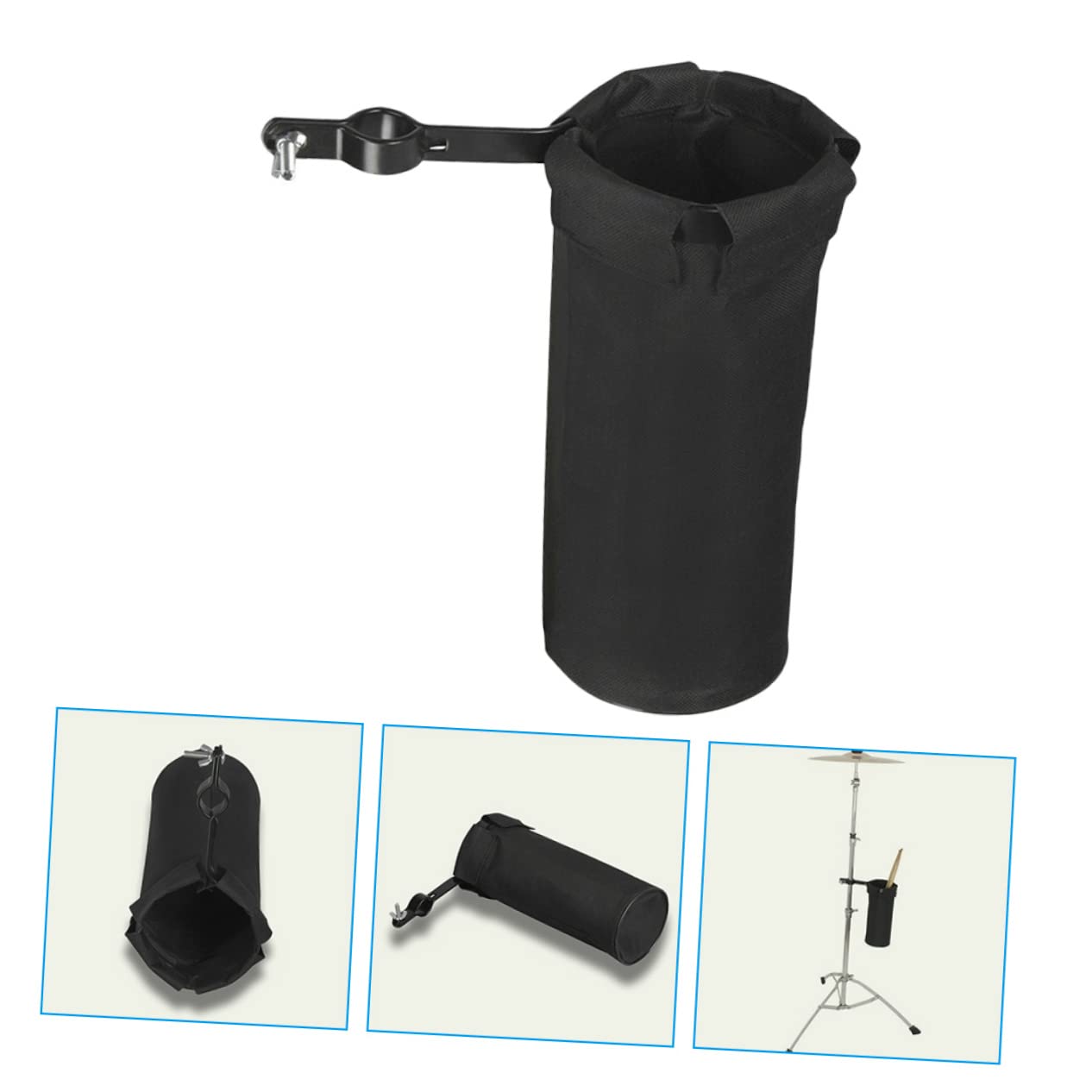 Custodia per Bacchette da Batteria Portatile 2 Pezzi Nera | Oxford e Metallo, per Accessori da Batteria e Bacchette, Pratica e Palco, Formato Compatto