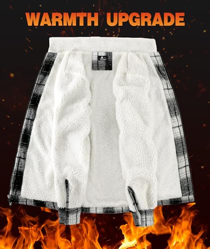 ZITY Men's Flannel Shirts Jacket Warm Sherpa Lined Fleece Plaid Hoodie Winter Coat2