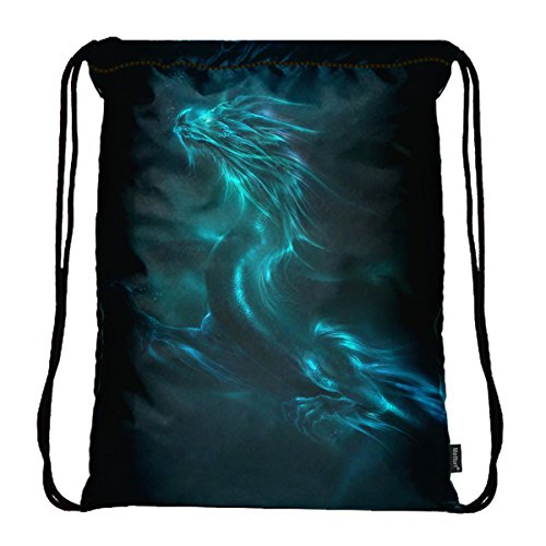 Meffort Inc Lightweight Drawstring Bag Sport Gym Sack Bag Backpack with Side Pocket - Blue Dragon Meffort Inc Lightweight Drawstring Bag Sport Gym Sack Bag Backpack with Side Pocket - Blue Dragon