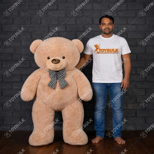Image of 4 Feet Standing Teddy Bear Camel Color | 43 Inches Giant Soft Plush Teddy for Girls & Kids | Imported Premium Fabric Hugging Teddy Bear for Birthday, Anniversary & Valentine Gift