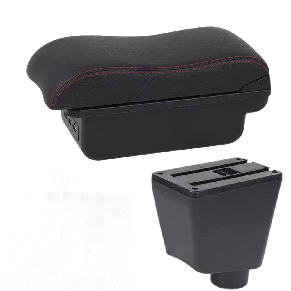 For Renault Clio 4 For Clio 3 Car Armrest Box Storage Box Holder Ashtray Curved Surface Replacement Parts(B1 Black red 3USB)