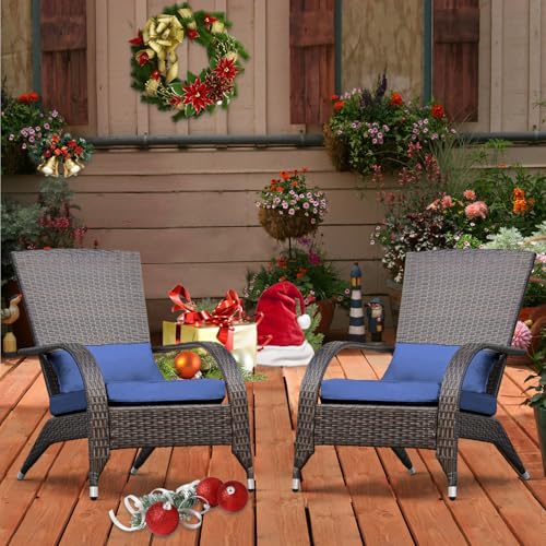 Outdoor Wicker Adirondack Chairs Set 2 Rattan Fire Pit...