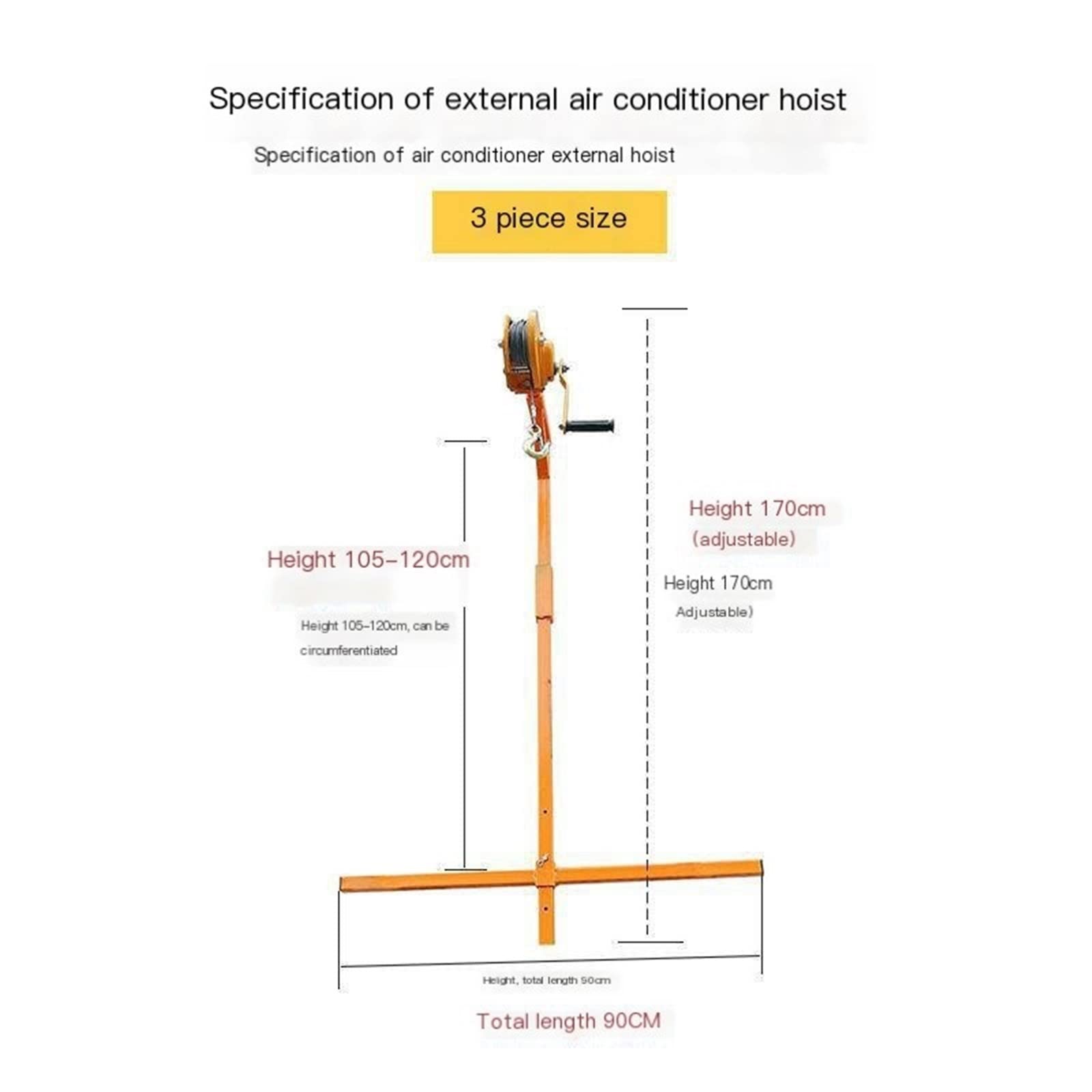 Outil de Levage pour Grue, treuil Manuel autobloquant pour Installation de climatisation + Support Amovible, 10/15/20 m (Corde de 10 mètres) (Corde de 10 mètres)