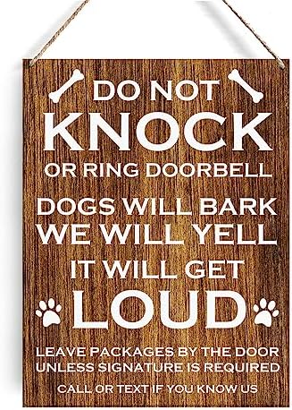 Amazon.com: GUDIAO Dog Lovers Signs Wall Decor Rustic Do Not Knock or ...
