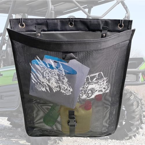 Image of Universal ATV UTV Trash Sack Storage Bag Trash Sack Mesh Large Trash Bag Boat Trash Bag Portable Boat Trash Can Sandbar RV or Camping (Car+Tiger)
