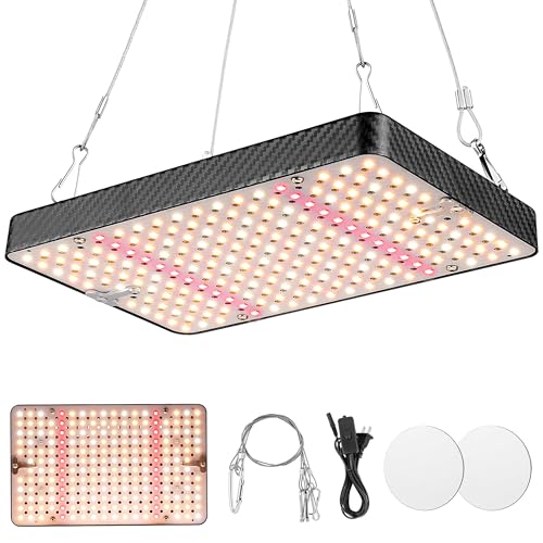 Ohtoad Grow Lights (1 Pack), Hanging Grow Lights for Indoor Plants, 200W UV-IR Full Spectrum Led Grow Light for Seedling Veg and Bloom