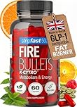 Fire Bullets Weight Loss Pills for Women & Men | Fat Burner GLP-1 Compatible | Appetite Suppressant | Diet Pills with Green Tea & Cayenne | 60 Capsules