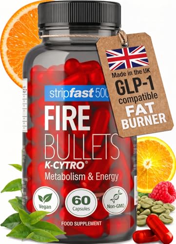 Fire Bullets Weight Loss Pills for Women & Men | Fat Burner GLP-1 Compatible | Appetite Suppressant | Diet Pills with Green Tea & Cayenne | 60 Capsules