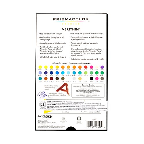 Sanford Prismacolor Premier Verithin Colored Pencil Set 36/Pkg