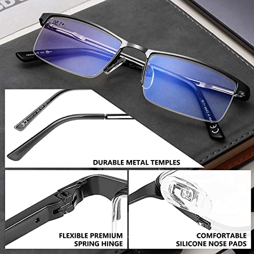 Ruosyling Blue Light Blocking Reading Glasses Men - Half Metal Frame Mens Reading Glasses Anti Eyestrain/Glare/Uv #TOP3