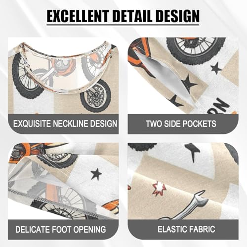 Pajama Sets Short Sleeve Motorcycle Pattern Print Design Soft Cotton Summer Sleepwear 2 Piece PJS Size 5-14T3