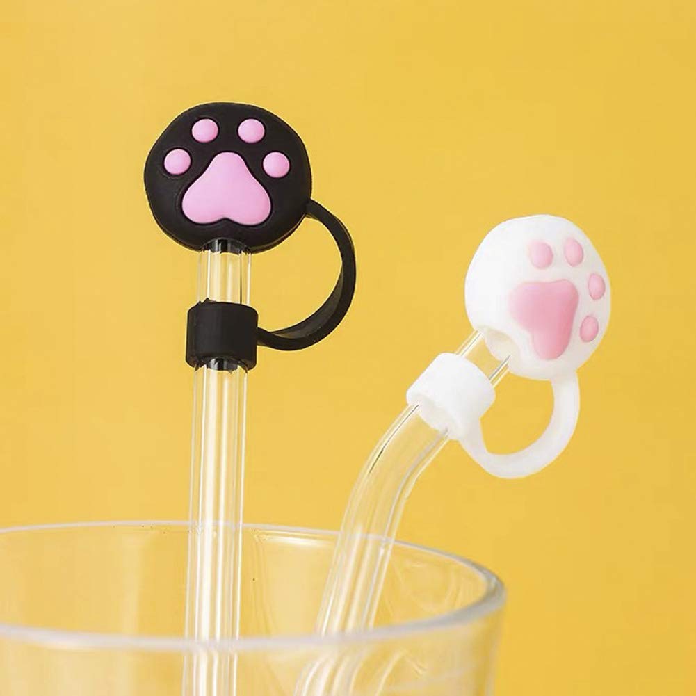 Lemonadeus Silicone 2PCS Straw Tips Cover Reusable Drinking Straw Tips Lids/Plugs Anti-dust, Airtight Seal Splash Proof - for 6-8mm Straws (dogs cats claws)