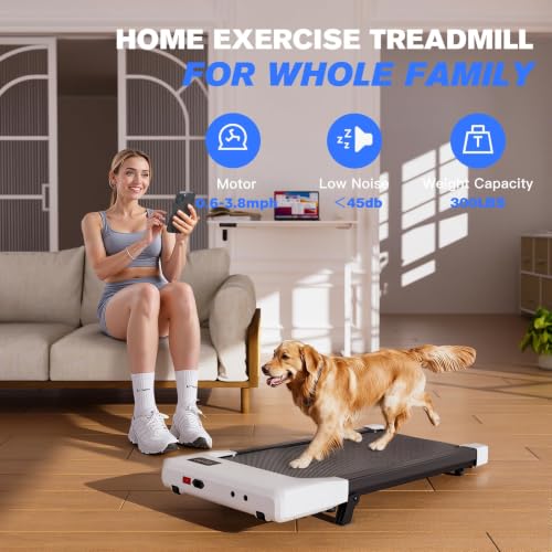 Image of 6% Incline 300 lbs Walking Pad Under Desk Treadmill | Quiet portable mini treadmill for home office with app & remote control. 100% pre-assembled and slim space-saving design.