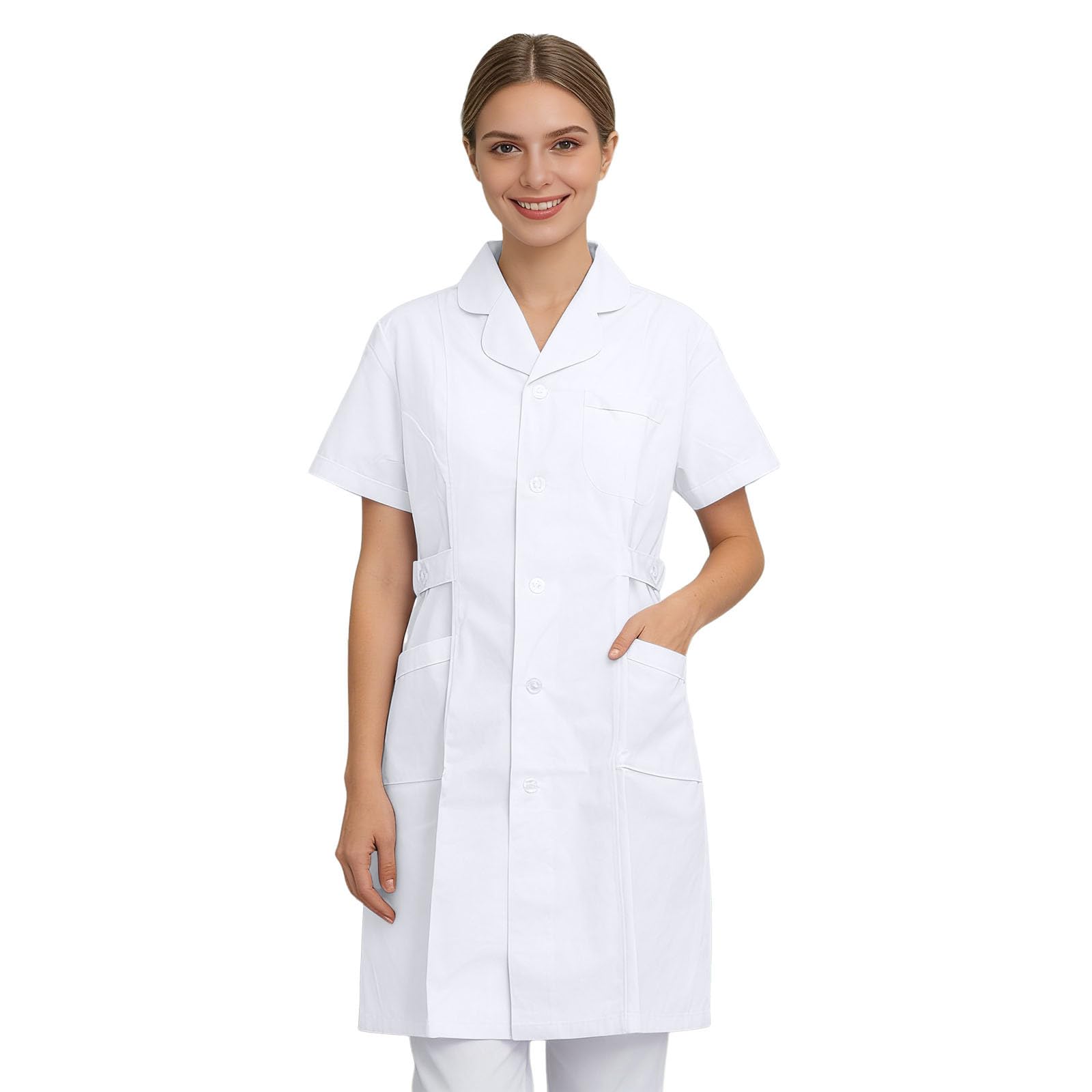 Generisch Blouse de laboratoire longue pour médecins - Blouse blanche professionnelle avec poche de poitrine pratique