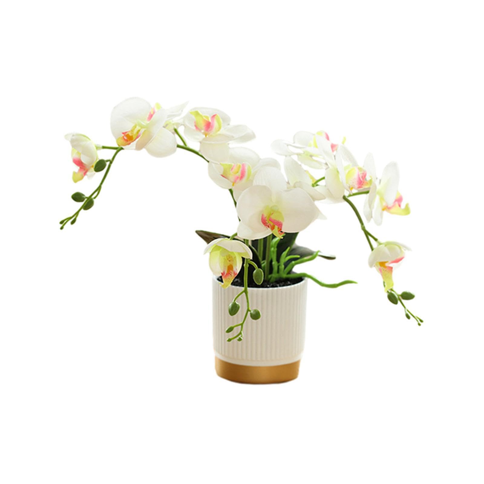 TWISAXC Faux Flower In Pot Fake Plastic Bouquet Materials Realistic Appearance Bonsai Decorations Bedrooms Living Rooms Kitchens Saving Trouble Simulated, White
