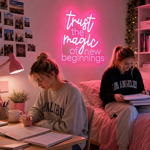 Image of Trust the Magic of New Beginnings Neon Sign Led Neon Lights Neon Signs for Wall Decor Light Up Sign for Birthday Party Club Gift