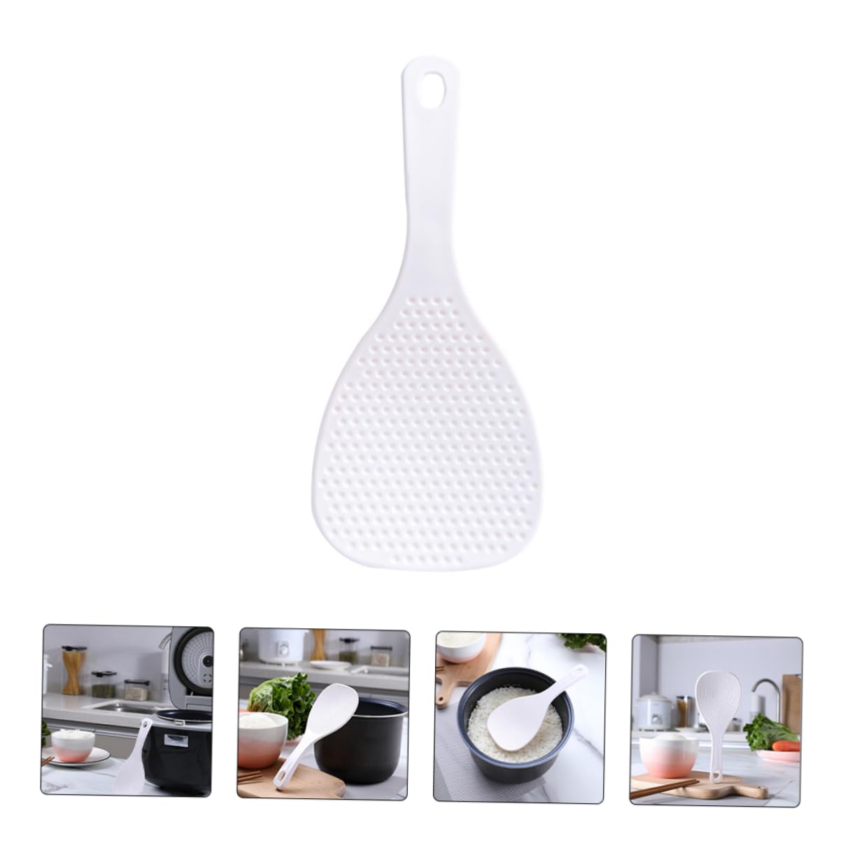 MUCKLILY 4Pcs Multipurpose Non Stick Rice Spoons Heat Resistant Kitchen Utensils for Cooking and Serving Plastic Rice Scoops Off for Home and Restaurant Use