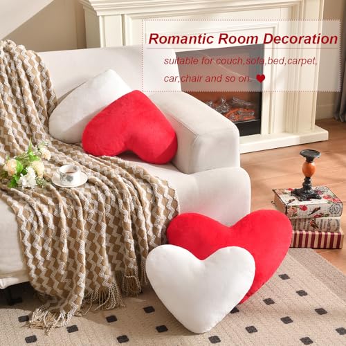Xiaijia Heart Pillow White Heart Shaped Pillow Soft Rabbit Fur Small Decorative Pillow For Bed Heart Cushion For Couch Girls Women Day Gift thumb #4