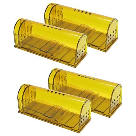 wakana Humane Mouse Traps, Easy to Set, Kids/Pets Safe, Reusable for Indoor/Outdoor use, for Small Rodent/Voles/Hamsters/Moles Catcher That Works. 4 Pack (green) Cover