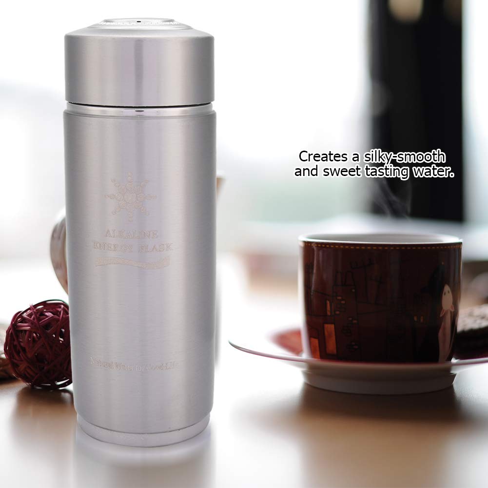Bouteille alcaline Nano Bouteille d'énergie Acier inoxydable Bouteille d'eau alcaline portable Nano Balance Bio Energy Lonizer Cup Piston (argent) (argent)