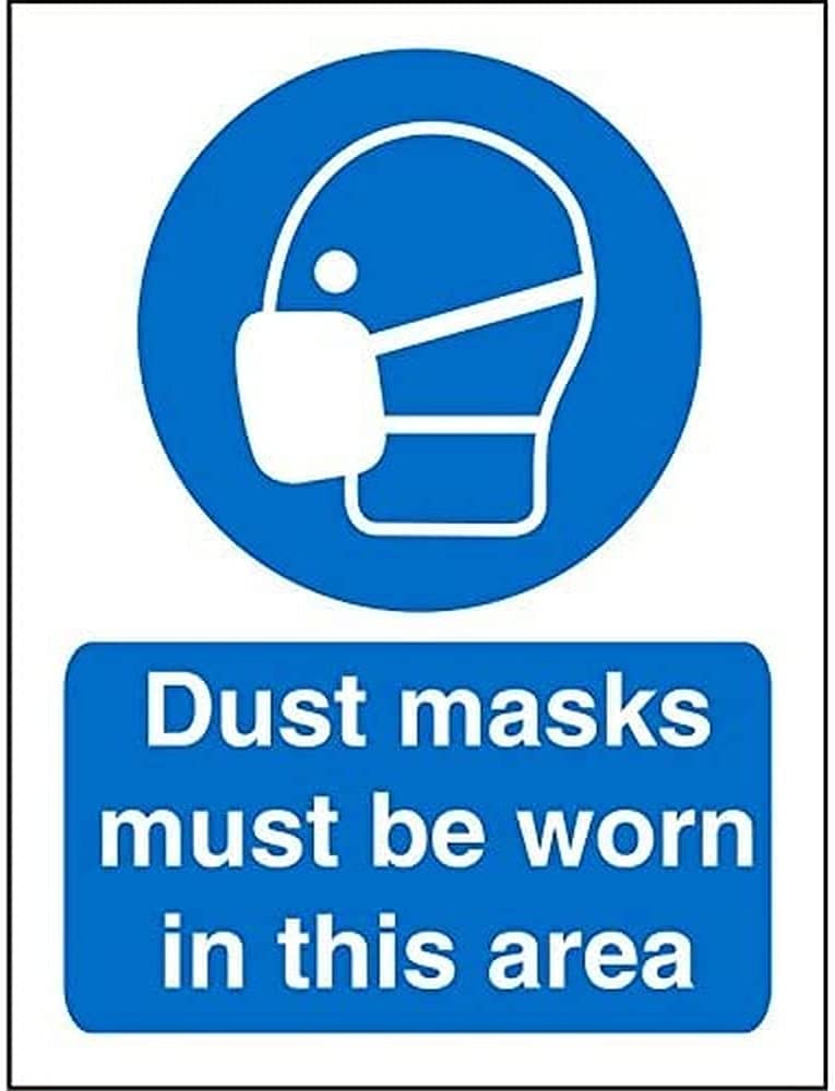 Seco Dust Masks Must Be Worn in This Area Sign, 200mm x 300mm - 1mm Semi Rigid Plastic