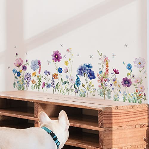 Beautiful Flower Wall Decals For Home Decor, Easy-To-Apply Plant Floral Wall Stickers For Nursery Kids Room Living Room Bedroom Decorations Wall Decor (A) #TOP5