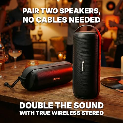 Rockville RPB25 40W Peak/15W RMS Portable Bluetooth Speaker, TWS Stereo Pairing, USB/SD/Aux/FM, Micro USB Charging, Water-Resistant, for Outdoor and Indoor Use
