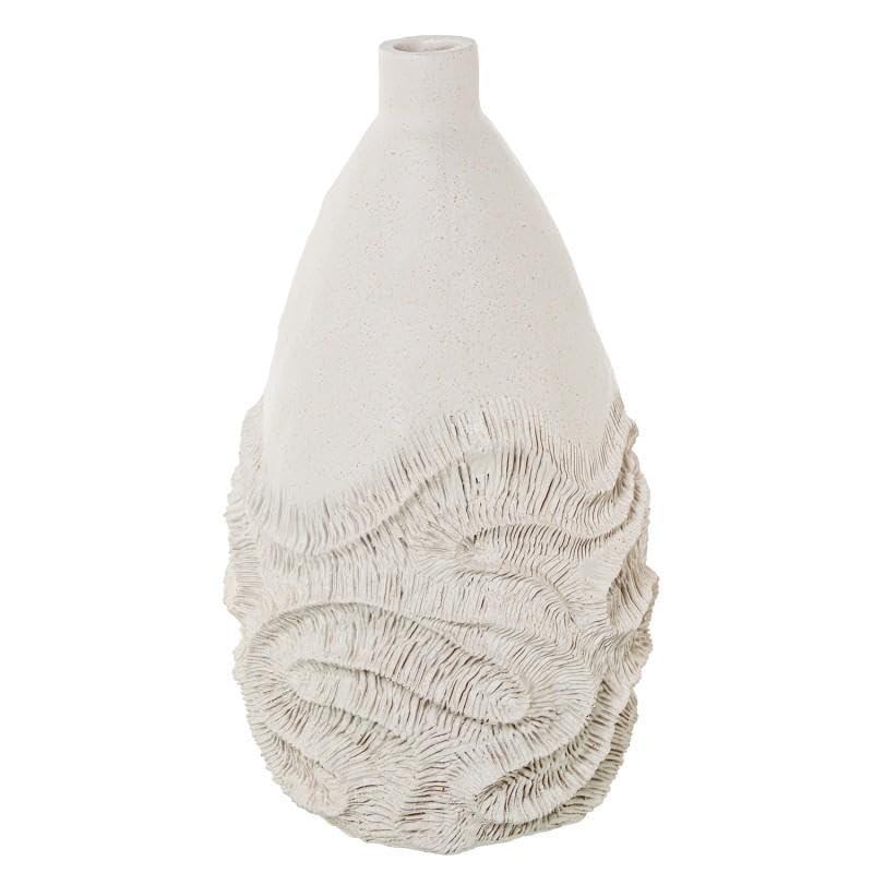 Vase de table coraux résine blanche incassable 36 cm pour fleurs et branches